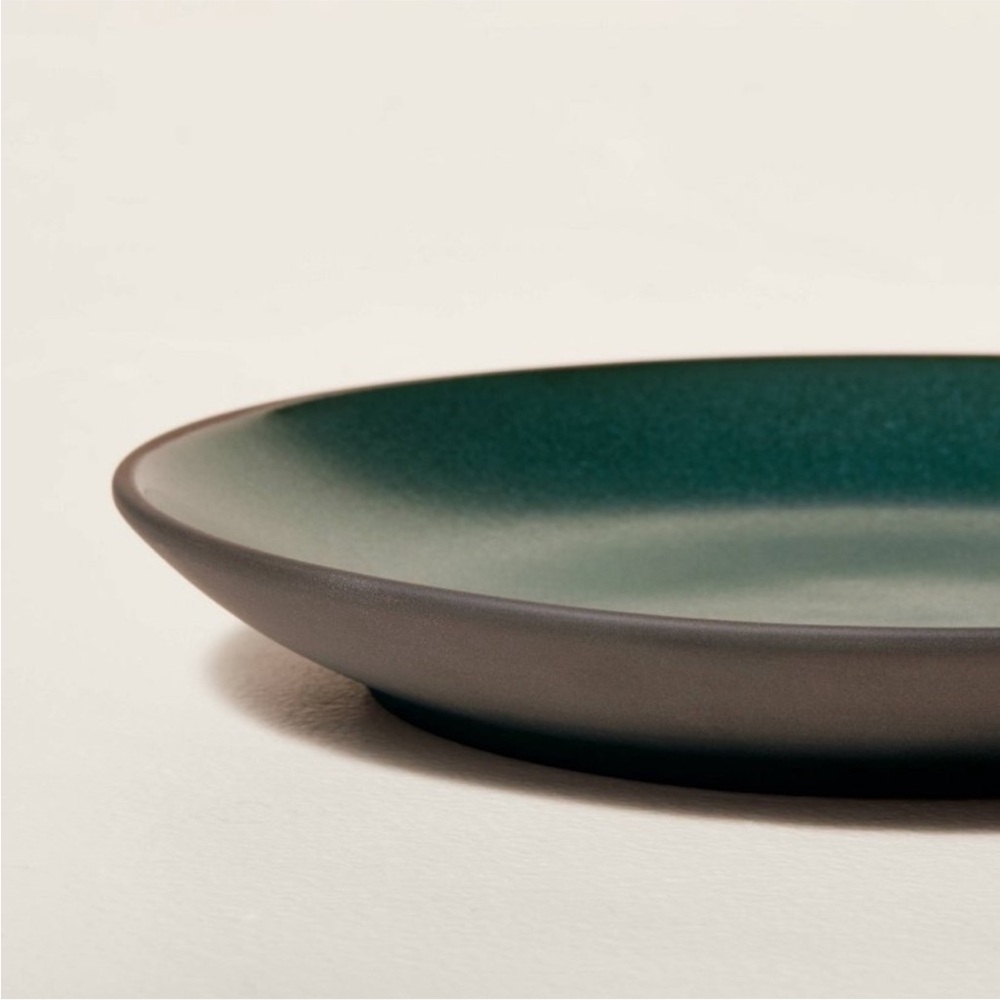 Hearth & Hand - Set of 3 Stoneware Exposed Rim Appetizer Plates Set Dark Green - Picture 3 of 4